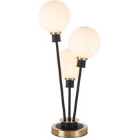 Placid Table Lamp Touch Switch, 3 Light E14, With 15cm Round Glass Shade Brass, Opal, Satin Black
