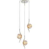 Astoria 44cm Round 3 Light Spider Pendant With 160mm Glass, Polished Nickel/Amber