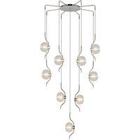 Astoria 84cm Round 9 Light Spider Pendant With 160mm Glass, Polished Nickel/Clear