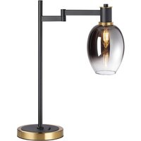 Worcester Swing Arm Table Lamp 1 Light E14, Brass/Satin Black/Smoke Fade Wine Glass Glass