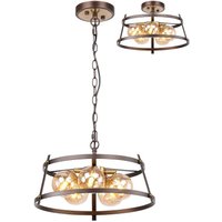 Rego 42cm Pendant/Semi Flush, 5 Light G9, Brown Oxide/Bronze/Cognac Glass