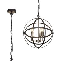 Whitehall 40cm Adjustable Rings Pendant, 3 x E14, Satin Nickel/Anthracite