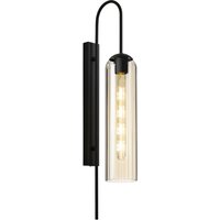 Clarkson 70cm Curved Wall Light, 1 Light E27, Satin Black / Cognac