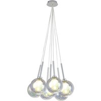 Baldwin 42cm Cluster Pendant 1.5m, 7 x G9, Polished Chrome/Iridescent/Frosted Type G Shade