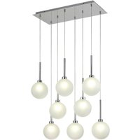 Baldwin Rectangle Multiple Pendant 2m, 8 x G9, Polished Chrome/Frosted Type G Shade