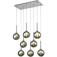 Baldwin Rectangle Multiple Pendant 2m, 8 x G9, Polished Chrome/Chrome/Frosted Type G Shade