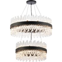 Lysander 2 Tier 60cm + 80cm Pendant, 18 + 24 Light G9, Satin Black/Clear Item Weight: 41kg