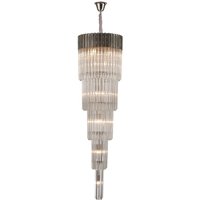 Poland 50cm Pendant Round 5 Tier 18 Light E14, Polished Nickel/Clear Sculpted Glass Item Weight: 42kg