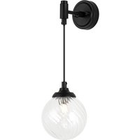 Richmond Adjustable Wall Light, 1 Light G9, IP44, Satin Black/Clear Swirl Round Glass