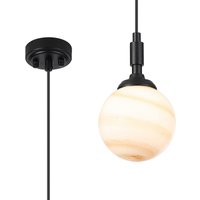Richmond 12cm Pendant, 1 Light G9, IP44, Satin Black/Brown/White Round Marble Effect Glass