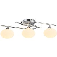 Milford Flush Ceiling, 3 Light G9, IP44, Polished Chrome/Opal Glass