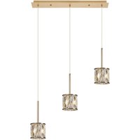 Keene 3 Light G9 2m Linear Pendant French Gold / Clear Crystal Shade