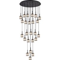 Keene 87.8cm 24 Light G9 5m Round Multiple Pendant Sand Black / Clear Crystal Shade Item Weight: 32.4kg