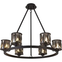 Keene 70.8cm 6 Light Round G9 Telescopic Light Sand Black / Clear Crystal Shade
