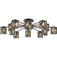 Keene 91.8cm 12 Light G9 Semi Flush Sand Black / Smoked Crystal Shade