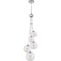 Newstead 48cm Cluster Pendant, 5 x G9, Polished Chrome/Iridescent