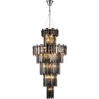 Delmar 61cm Tall Pendant 17 Light E14, Polished Nickel/Smoke Glass Item Weight: 21.8kg