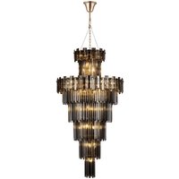 Delmar 81cm Tall Pendant 27 Light E14, French Gold/Smoke Glass Item Weight: 35kg