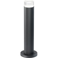 Springwater Ribbed Line 35cm Post Lamp With Short Diagonal Pattern Acrylic Shade, 1 x GU10, IP54, Grey/Clear/Frosted