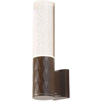 Springwater II Diamond Pattern Wall Lamp With Bubble Acrylic Shade, 1 x GU10, IP54, Dark Brown/Clear