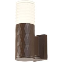 Springwater Diamond Pattern Wall Lamp With Horizontal Line Acrylic Shade, 1 x GU10, IP54, Dark Brown/Clear/Frosted