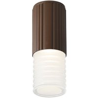 Springwater 6.7cm Ribbed Line Ceiling With Horizontal Line Acrylic Shade, 1 x GU10, IP54, Dark Brown/Clear/Frosted