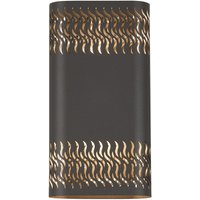 Waterloo Wall Lamp With 160 x 305mm Mesh Waves Pattern Shade, 2 x 6.5W LED, 3000K, 900lm, IP65, Anthracite