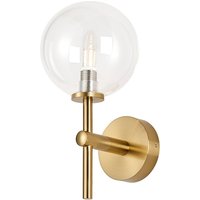 Tivoli Medium Arm Wall Light, 1 Light G9, IP44, Brass Gold/Clear Smooth Round Glass
