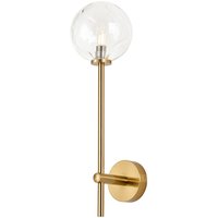 Tivoli Tall Arm Wall Light, 1 Light G9, IP44, Brass Gold/Clear Waved Round Glass
