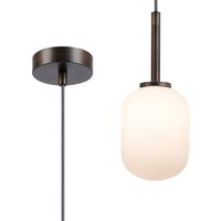 Tivoli 9cm Adjustable Pendant, 1 Light G9, IP44, Bronze/Opal Smooth Tubular Glass