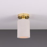 Senna Ceiling Light, Matte White Striped, Polished Brass