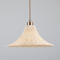 Savannah Rattan Large Dome Pendant, Antique Brass