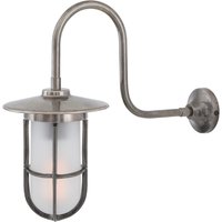 Fabo Outdoor Wall Light, Antique Silver, Frosted Glass, IP65