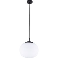 Vibe 30cm Globe Pendant Ceiling Light Black, Opal Glass 1xE27
