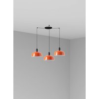 Tatawin Medium Cluster Pendant Ceiling Light Satin Black, Gloss Reddish Orange 3x E27