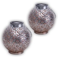 Blumenmuster Set of 2 Solar Outdoor Lighting Silver Dawn to Dusk Sensor 3500K IP44