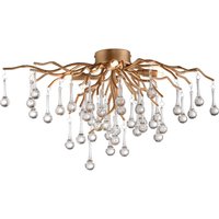 Icicle Chandelier Glass Drops Ceiling Light Antique Brass 4x G9