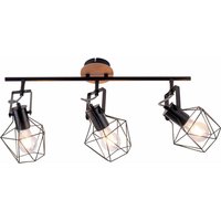 Jaro Wire Ceiling Spotlight Bar Natural Wood 3xE27