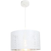 Barca Cylindrical Pendant Ceiling Light White 1x E27