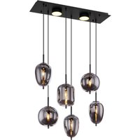 Blacky Cluster Pendant Ceiling Light Matt Black Smoke Glass Shade 6x E14