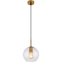 Net Lighting Adara Globe Pendant Ceiling Light BrassColoured Clear Glass Shade 1x E27