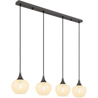 Maxy Bar Pendant Ceiling Light Gunmetal Clear Glass Shade 4x E27