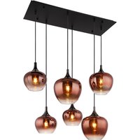 Maxy Cluster Pendant Ceiling Light Matt Black Copper Glass Shade 6x E27