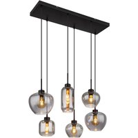 Matt Cluster Pendant Ceiling Light Matt Black Smoke Glass Shade 6x E27