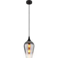 Lavus Dome Pendant Ceiling Light Matt Black Chromed Glass Shade 1x E27