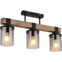 Lila Ceiling Spotlight Bar Matt Black Smoke Glass Shade 3x E27