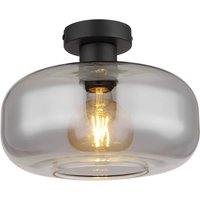 Giuseppe Globe Ceiling Light Matt Black Smoke Glass Shade 1x E27