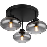Shaun Shade Cluster Ceiling Light Matt Black Smoke Glass Shade 3x E27