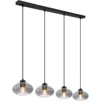 Shaun Bar Pendant Ceiling Light Matt Black Smoke Glass Shade 4x E27