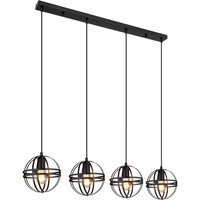 Tamara II Bar Pendant Ceiling Light Matt Black 4x E27